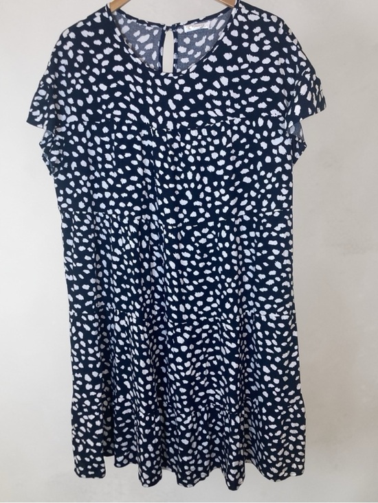 kirundo Dresses & Skirts - KIRUNDO Navy Abstract Print Babydoll Dress XXL Flowy